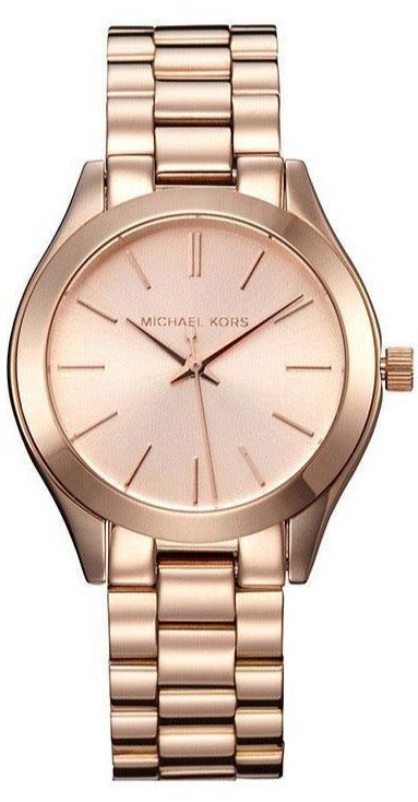  Shop Authentic Michael Kors Mini Slim Runway Chronograph Quartz Rose Gold Dial Rose Gold Steel Strap Watch For Women - MK3205 - Luxxuri