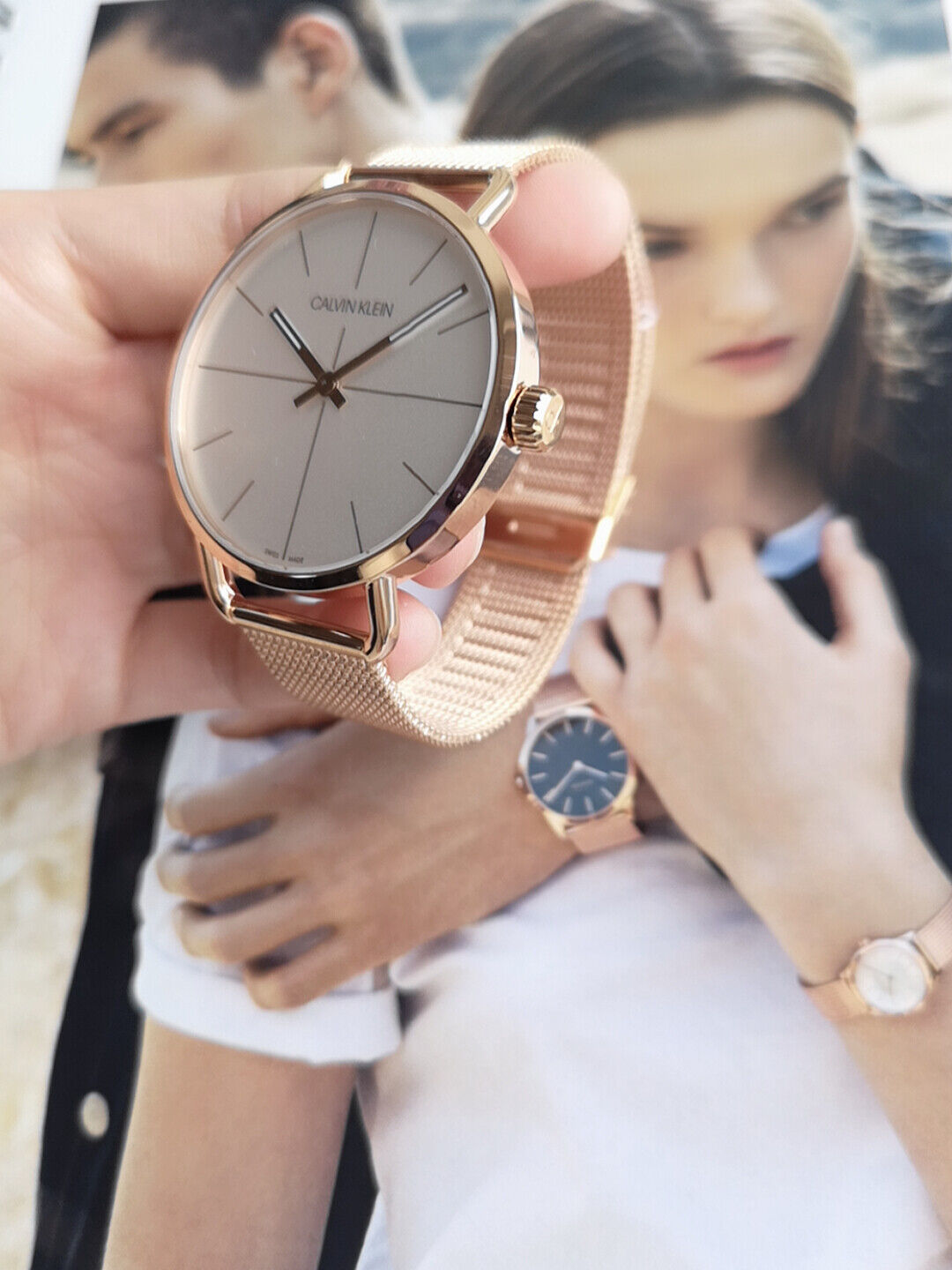  Shop Authentic Calvin Klein Even White Dial Rose Gold Mesh Bracelet Watch for Women - K7B21626 - Luxxuri