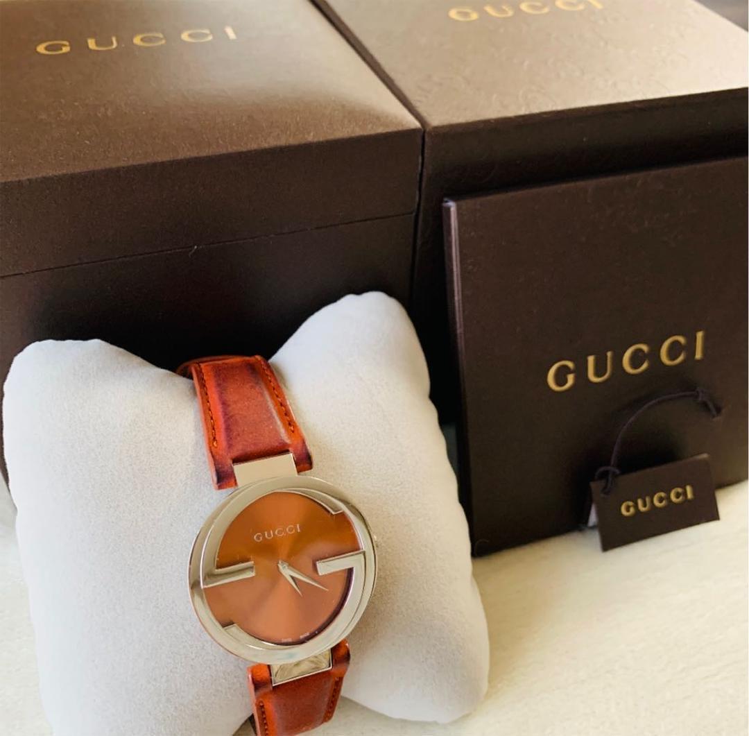  Shop Authentic Gucci Interlocking G Quartz Orange Dial Orange Leather Strap Watch For Women - YA133316 - Luxxuri