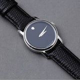  Shop Authentic Movado Museum Black Dial Black Leather Strap Watch For Men - 2100002 - Luxxuri