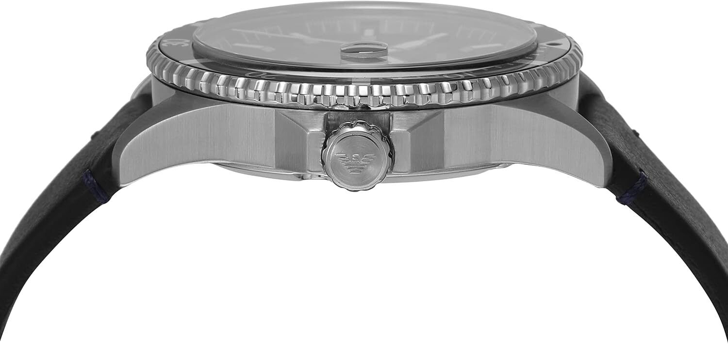  Shop Authentic Emporio Armani Diver Three-Hand Quartz Blue Dial Blue Leather Strap Watch For Men - AR11516 - Luxxuri