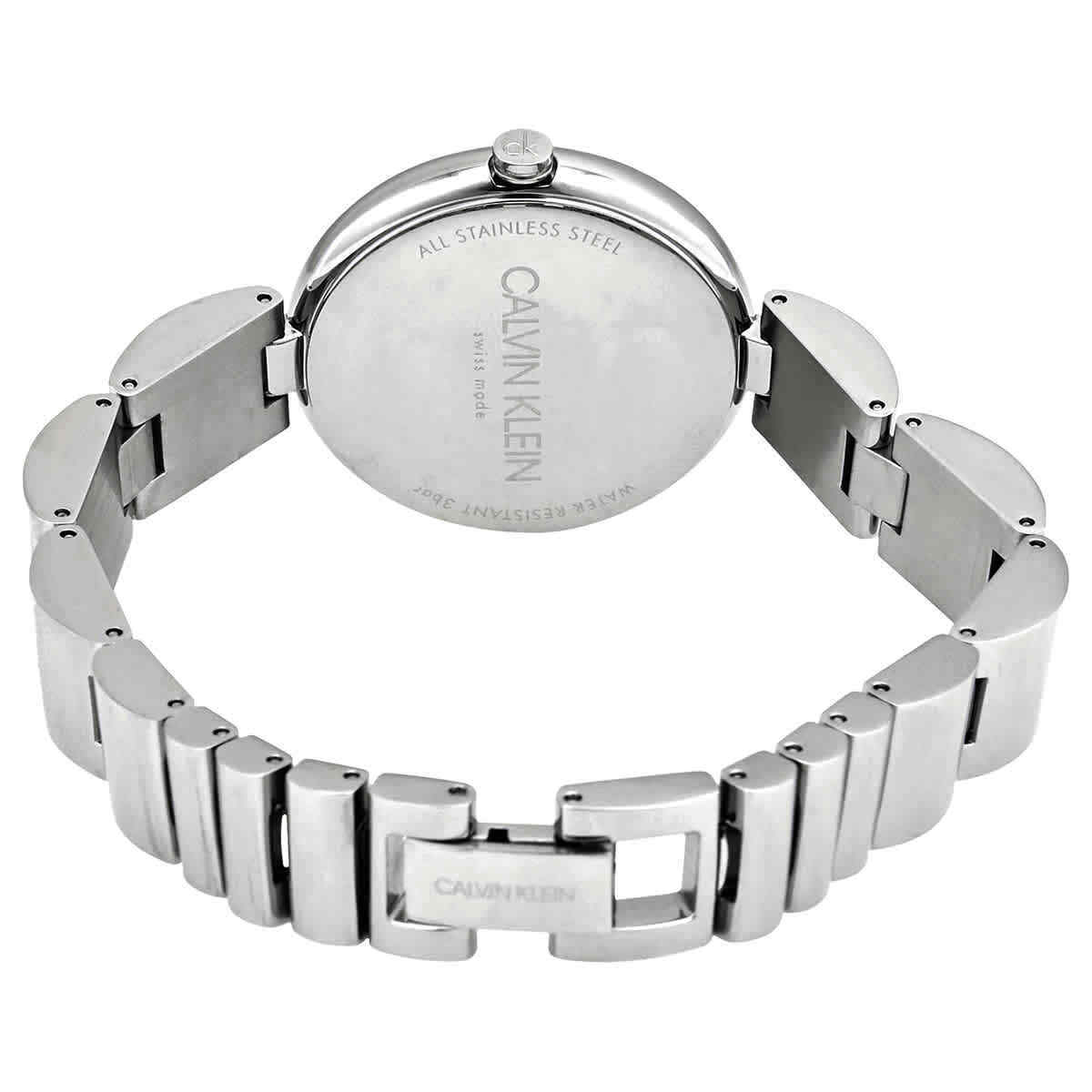 Calvin Klein Wavy Black Dial Silver Steel Strap Watch for Women - K9U23141