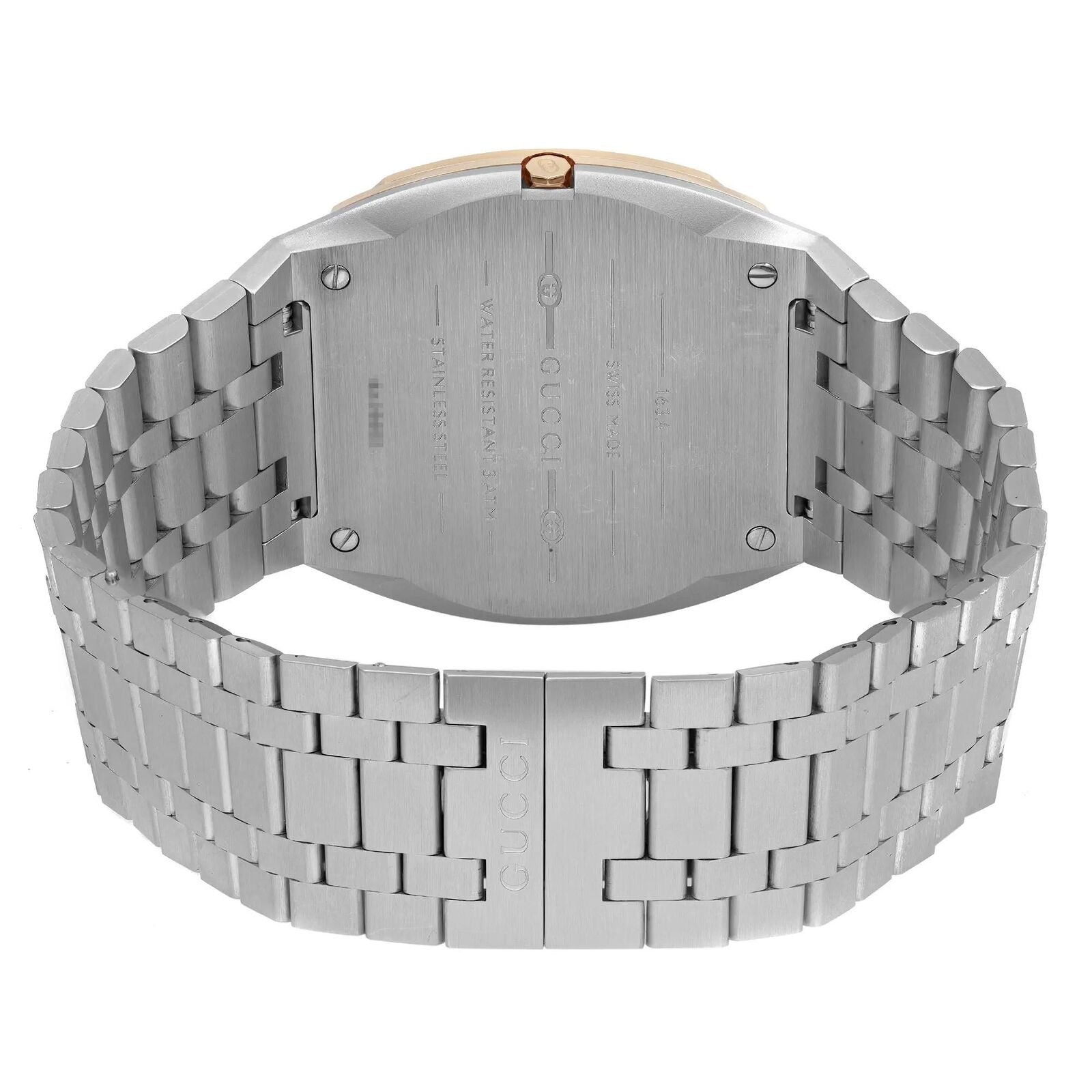  Shop Authentic Gucci 25H Quartz Gold Dial Silver Steel Strap Watch for Men - YA163405 - Luxxuri