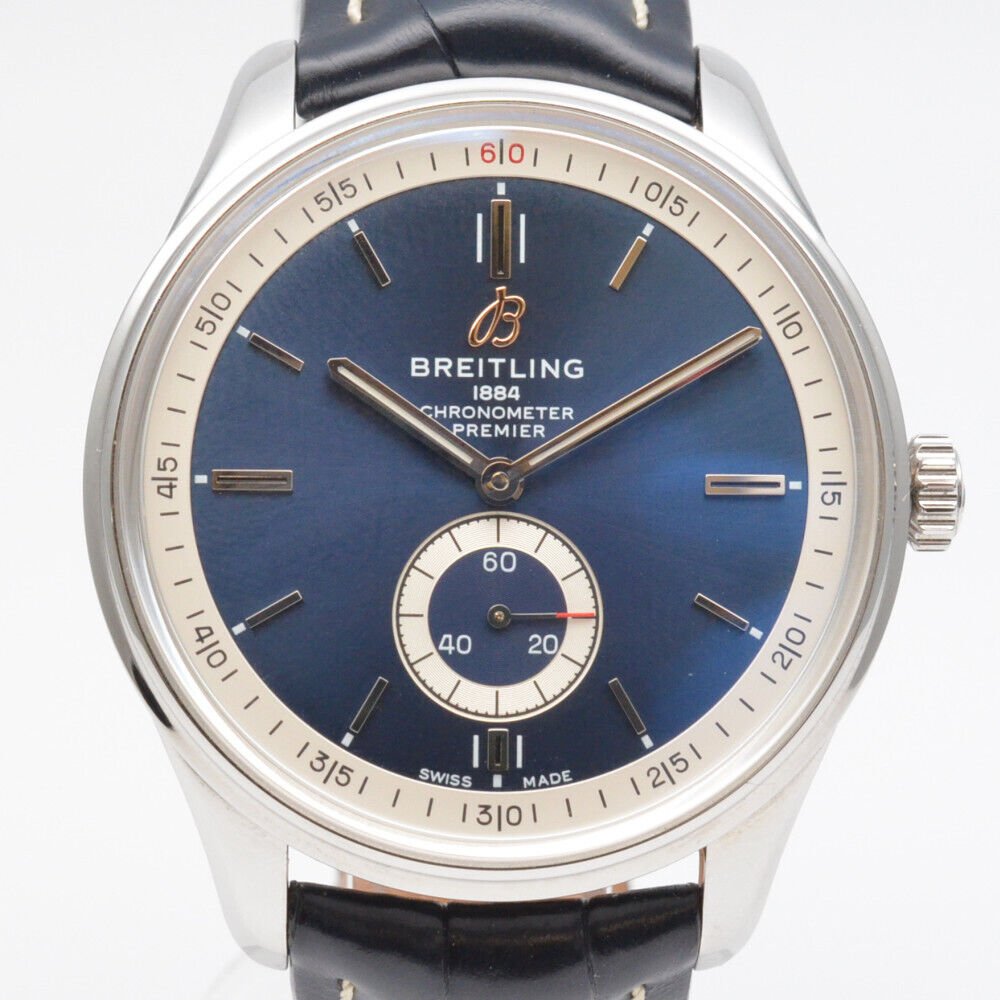  Shop Authentic Breitling Premier Automatic 40mm Blue Dial Blue Leather Strap Mens Watch - A37340351C1P2 - Luxxuri