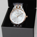  Shop Authentic Emporio Armani Lambda Analog Silver Dial Two Tone Steel Strap Watch For Men - AR11044 - Luxxuri