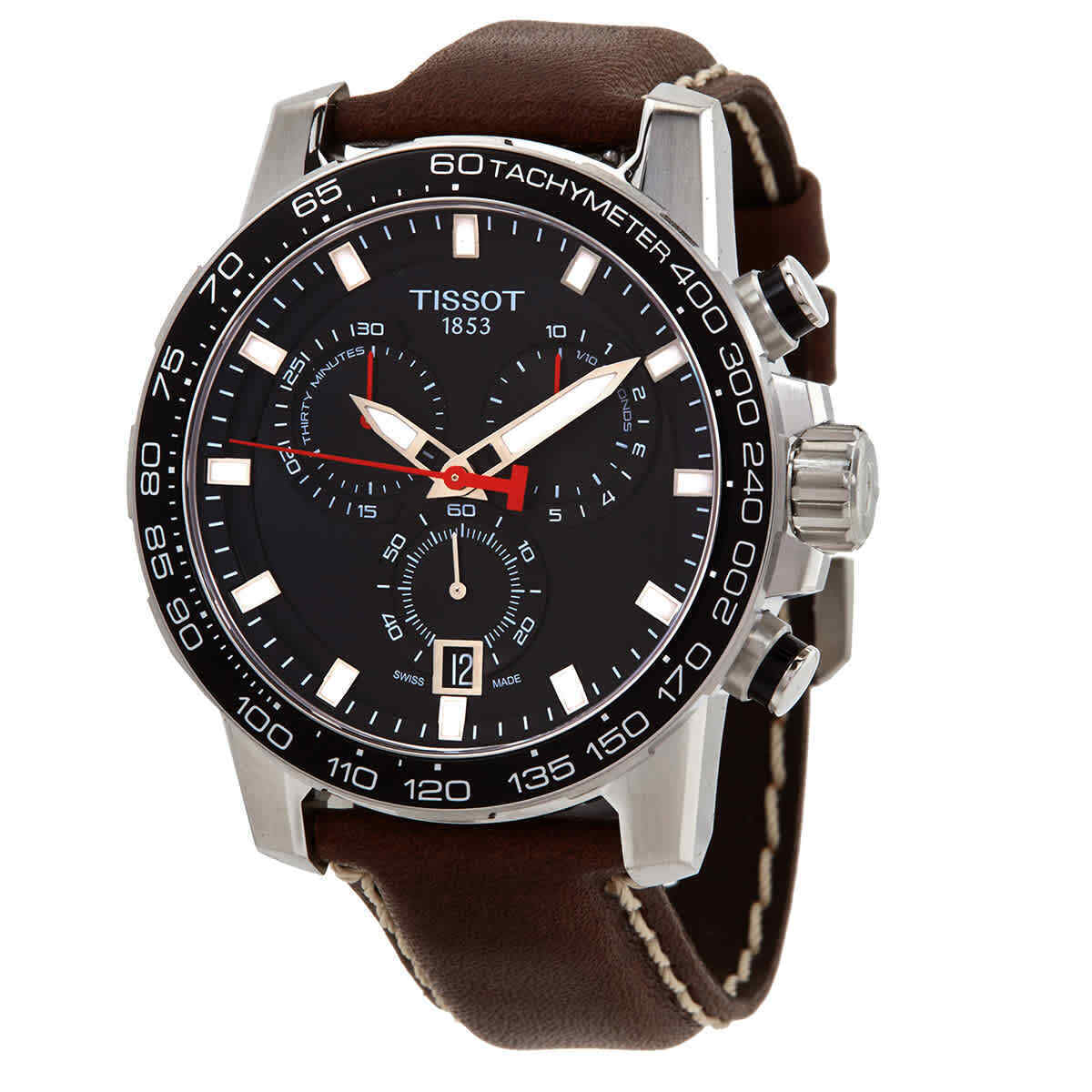  Shop Authentic Tissot Supersport Chrono Black Dial Brown Leather Strap Watch for Men - T125.617.16.051.01 - Luxxuri