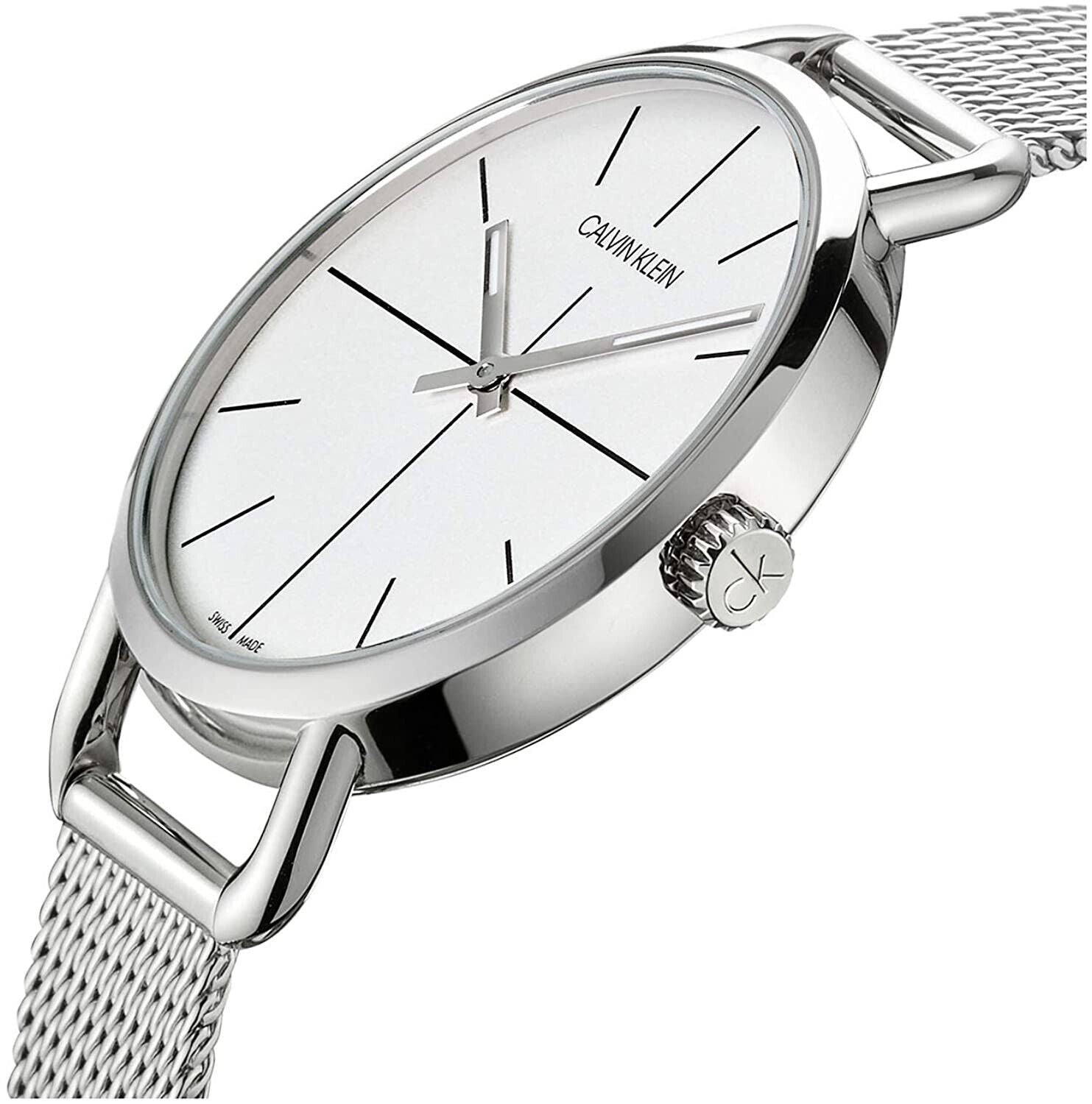  Shop Authentic Calvin Klein Even White Dial Silver Mesh Bracelet Watch for Women - K7B23126 - Luxxuri