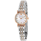  Shop Authentic Emporio Armani Mother of Pearl Dial Two Tone Steel Strap Watch For Women - AR1689 - Luxxuri