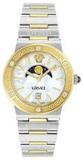  Shop Authentic Versace Greca Logo Moonphase Mother of Pearl Dial Two Tone Steel Strap Watch for Women - VE7G00524 - Luxxuri