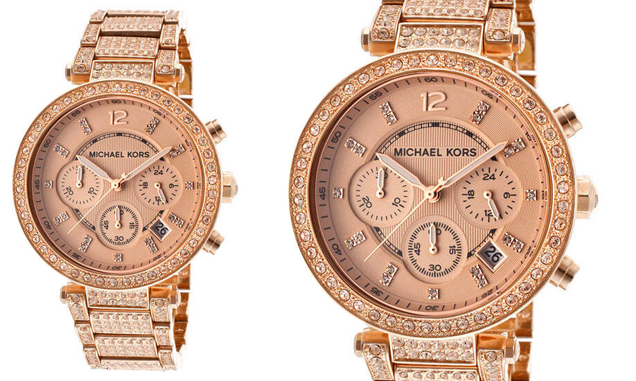  Shop Authentic Michael Kors Uptown Glam Parker Chronograph Rose Gold Dial Steel Strap Watch for Women - MK5663 - Luxxuri