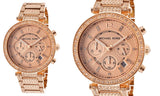  Shop Authentic Michael Kors Uptown Glam Parker Chronograph Rose Gold Dial Steel Strap Watch for Women - MK5663 - Luxxuri