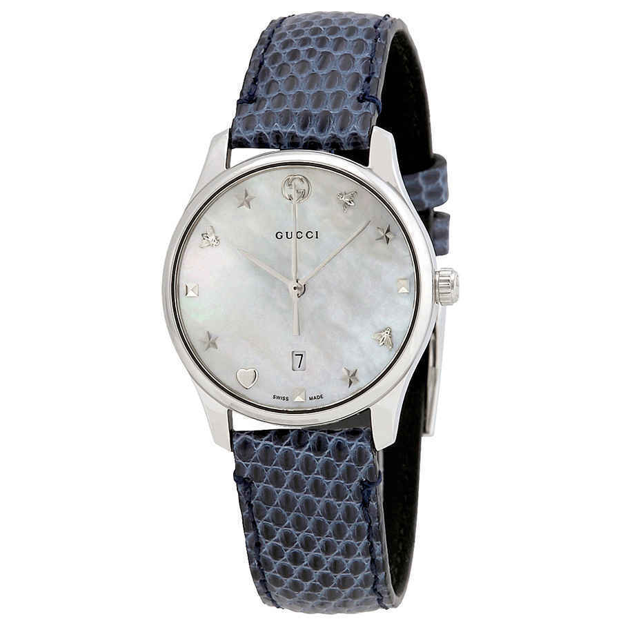  Shop Authentic Gucci G-Timeless Signature Mother of Pearl Star Dial Blue Watch For Women - YA126588 - Luxxuri