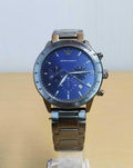  Shop Authentic Emporio Armani Mario Chronograph Blue Dial Grey Steel Strap Watch For Men - AR80045 - Luxxuri