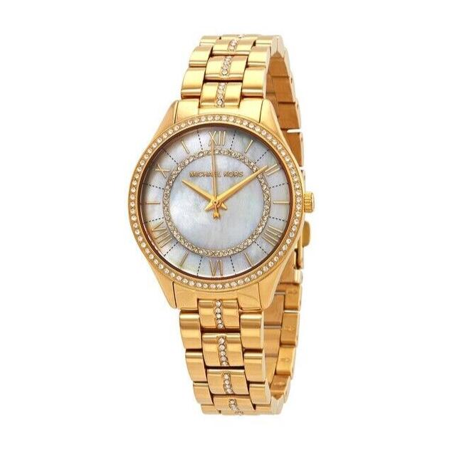  Shop Authentic Michael Kors Lauryn Mother of Pearl White Dial Gold Steel Strap Watch for Women - MK3899 - Luxxuri