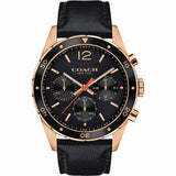Coach Sullivan Chronograph Black Dial Black Leather Strap Watch for Men - 14602087
