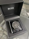  Shop Authentic Hugo Boss Navigator Black Dial Black Leather Strap Watch for Men - 1513535 - Luxxuri