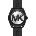  Shop Authentic Michael Kors Janelle Quartz Silver Dial Black Rubber Strap Watch For Women - MK7138 - Luxxuri
