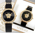  Shop Authentic Versace Palazzo Empire Greca Black Dial Black Leather Strap Watch for Women - VEDV00119 - Luxxuri