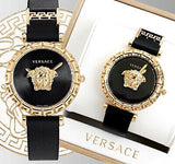  Shop Authentic Versace Palazzo Empire Greca Black Dial Black Leather Strap Watch for Women - VEDV00119 - Luxxuri