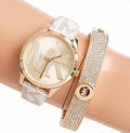  Shop Authentic Michael Kors Jaycie Quartz Gold Dial White Leather Strap Watch for Women - MK2861 - Luxxuri