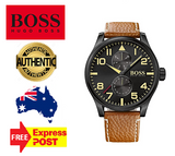  Shop Authentic Hugo Boss Aeroliner Maxx Chronograph Black Dial Brown Leather Strap Watch For Men - HB1513082 - Luxxuri