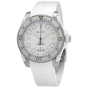  Shop Authentic Gucci Dive Quartz White Dial White Rubber Strap Watch For Men - YA136337 - Luxxuri