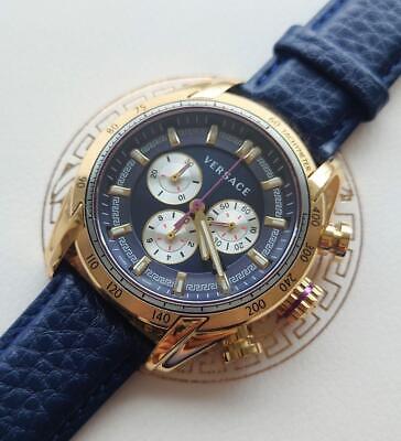  Shop Authentic Versace V-Ray Blue Chronograph Blue Dial Blue Leather Strap Watch for Men - VDB030014 - Luxxuri