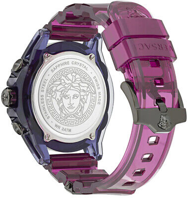  Shop Authentic Versace Icon Active Chronograph Black Dial Purple Rubber Strap Watch For Men - VEZ701423 - Luxxuri