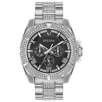  Shop Authentic Bulova Crystal Collection Chronograph Black Dial Two Tone Steel Strap Watch for Men - 96C126 - Luxxuri