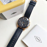  Shop Authentic Fossil Grant Sport Chronograph Blue Dial Blue Leather Strap Watch for Men - FS5237 - Luxxuri