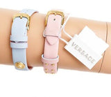  Shop Authentic Versace Medusa Lock Icon Quartz Gold Dial Pink & Blue Leather Strap Watch For Women - VEDW00219 - Luxxuri