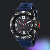  Shop Authentic Tommy Hilfiger Cole Black Dial Blue Rubber Strap Watch for Men - 1790984 - Luxxuri