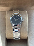  Shop Authentic Burberry The City Black Dial Silver Steel Strap Watch for Women - BU9201 - Luxxuri