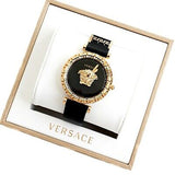  Shop Authentic Versace Palazzo Empire Greca Black Dial Black Leather Strap Watch for Women - VEDV00119 - Luxxuri