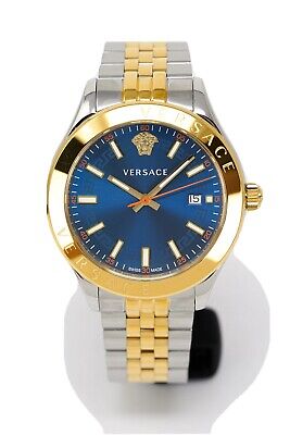  Shop Authentic Versace Hellenyium Quartz Blue Dial Two Tone Steel Strap Watch for Men - VEVK00520 - Luxxuri