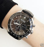  Shop Authentic Hugo Boss Ikon Grey Dial Black Leather Strap Watch for Men - 1513177 - Luxxuri
