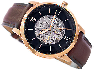  Shop Authentic Fossil Neutra Automatic Skeleton Black Dial Brown Leather Strap Watch for Men - ME3195 - Luxxuri