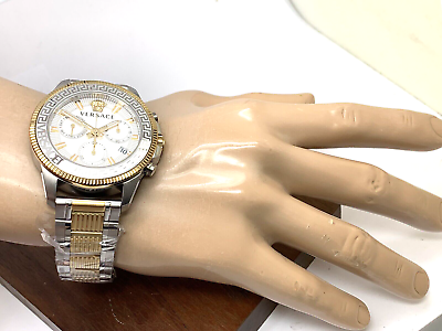  Shop Authentic Versace Greca Action Chronograph Quartz Silver Dial Two Tone Steel Strap Watch for Men - VE3J00522 - Luxxuri