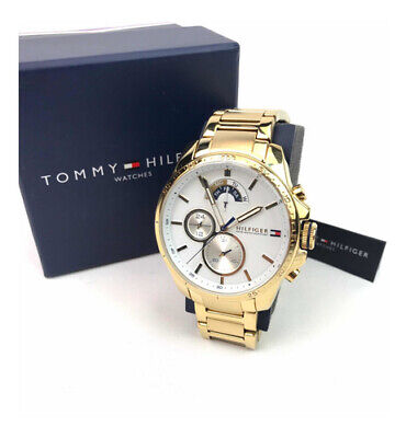  Shop Authentic Tommy Hilfiger Iconic Quartz White Dial Gold Steel Strap Watch for Men - 1791538 - Luxxuri