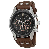  Shop Authentic Fossil Coachman Chronograph Black Dial Brown Leather Strap Watch for Men - CH2891 - Luxxuri