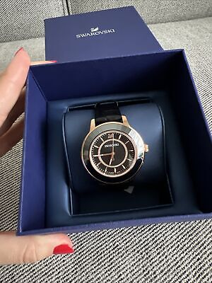  Shop Authentic Swarovski Octea Lux Black Dial Black Leather Strap Watch for Women - 5414410 - Luxxuri