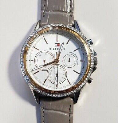  Shop Authentic Tommy Hilfiger Ari Diamonds White Dial Grey Leather Strap Watch for Women - 1781980 - Luxxuri