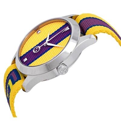 Shop Authentic Gucci G Timeless Quartz Yellow & Purple Dial Yellow & Purple NATO Strap Watch For Men - YA1264069 - Luxxuri