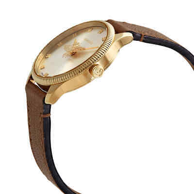  Shop Authentic Gucci G Timeless Quartz Silver Dial Brown Leather Strap Watch For Women - YA1265022 - Luxxuri