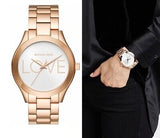  Shop Authentic Michael Kors Slim Runway White Dial Rose Gold Steel Strap Watch For Women - MK3804 - Luxxuri
