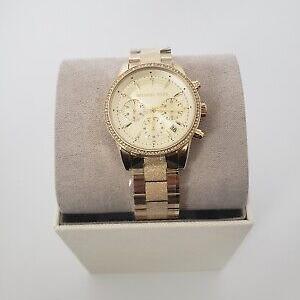  Shop Authentic Michael Kors Ritz Chronograph Gold Dial Gold Steel Strap Watch For Women - MK6597 - Luxxuri