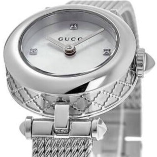  Shop Authentic Gucci Diamantissima Diamonds Mother of Pearl Dial Silver Mesh Bracelet Watch for Women - YA141512 - Luxxuri