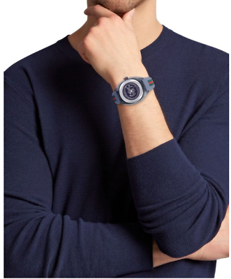  Shop Authentic Gucci Sync Quartz Blue Dial Blue Rubber Strap Watch For Men - YA137304 - Luxxuri