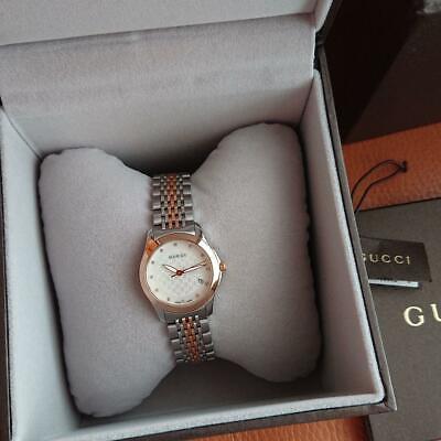  Shop Authentic Gucci G Timeless Diamonds Mother of Pearl Dial Two Tone Mesh Bracelet Watch For Women - YA126514 - Luxxuri