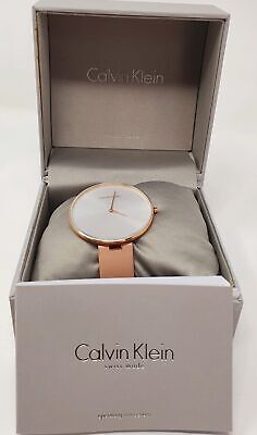  Shop Authentic Calvin Klein Full Moon Silver Dial Pink Leather Stap Watch for Women - K8Y236Z6 - Luxxuri